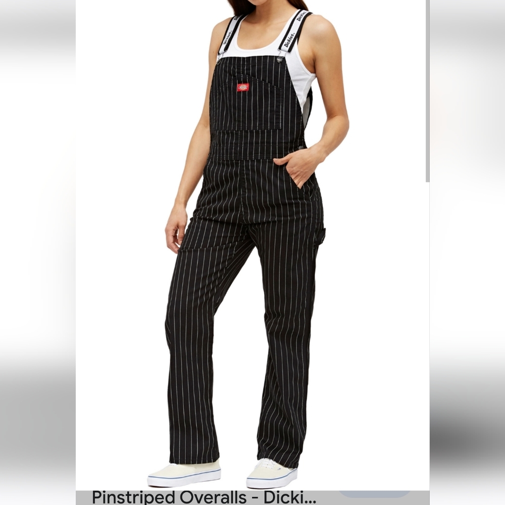 Dickies Pink and black striped Overalls